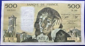 Billet 500 Francs Pascal 4-6-1981