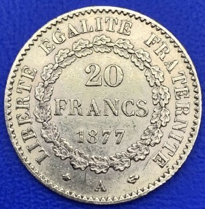 20 Francs or Génie Debout 1877