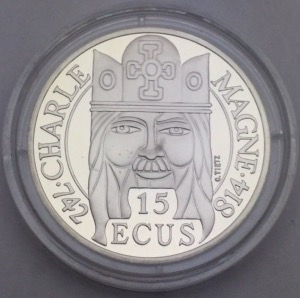 100 Francs 15 Écus Charlemagne 1990 BU