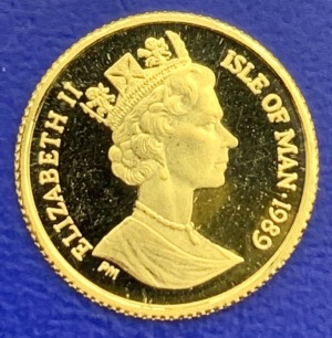 Pièce Or 999, 1/25 crown 1989, Île de Man