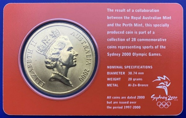 Australie, 5 Dollars Elisabeth 2, Sydney 2000, Hockey