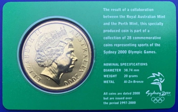Australie, 5 Dollars Elisabeth 2, Sydney 2000, Baseball