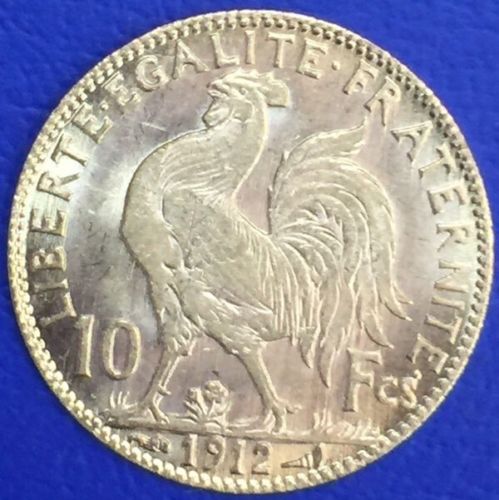 10 francs Coq Marianne or 1912