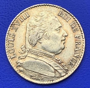 20 Francs or Louis XVIII Buste Habillé 1814 A