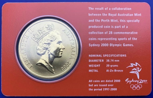 Australie, 5 Dollars Elisabeth 2, Sydney 2000, Weightlifting