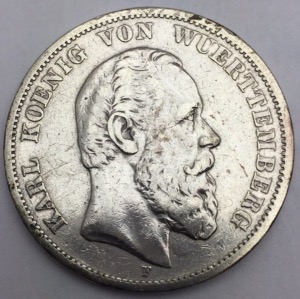 5 Mark 1876 F argent