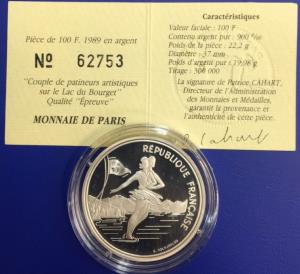 100 Francs JO Albertville 1992 Patineurs artistiques Monnaie de Paris