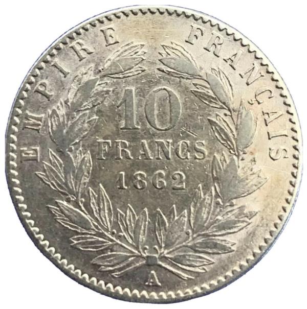 10 Francs or Napoléon III Tête Laurée 1862A