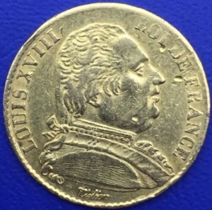 20 Francs or Louis XVIII buste habillé 1814 A