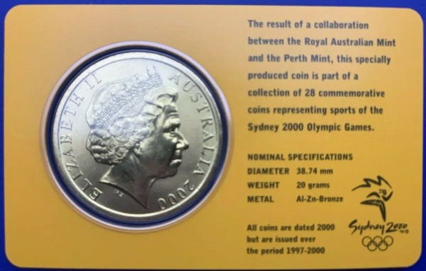 Australie, 5 Dollars Elisabeth 2, Sydney 2000, Softball
