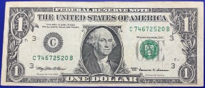 Etats-Unis, Billet 1 dollar Philadelphie 1999, Washington