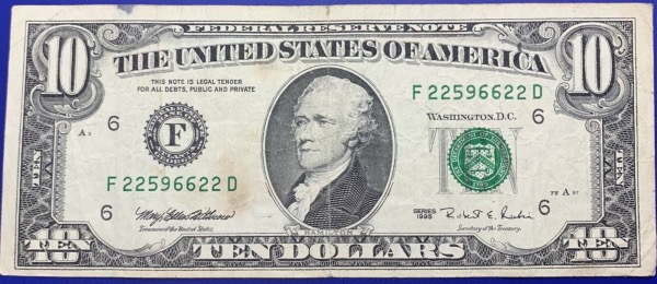 Etats-Unis, Billet 10 dollars Atlanta 1995, Hamilton