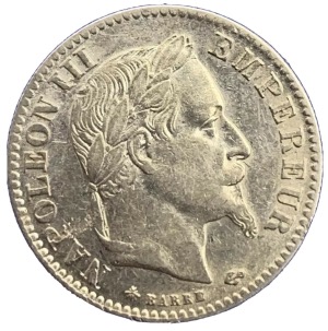 10 Francs or Napoléon III Tête Laurée 1865A