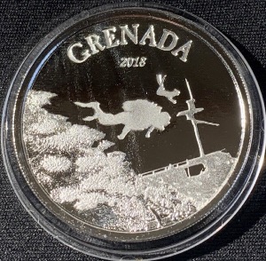 1 oz argent 2018 Grenade 2$ Paradis de la plongée