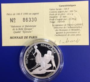 100 Francs JO Albertville 1992 Slalomeur Monnaie de Paris