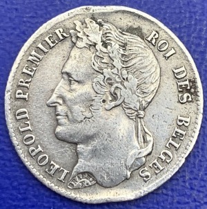 Léopold Ier Roi des Belges Demi Franc 1843, argent