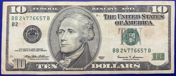 Etats-Unis, Billet 10 dollars New-York 1999, Hamilton