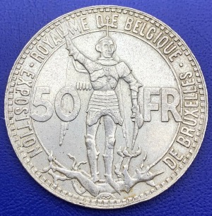 50 Francs argent 1935, 100 ans des chemins de Fer, Belgique