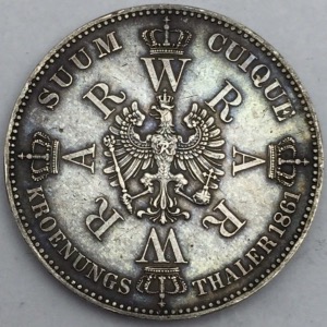 1 thaler 1861 couronnement de Guillaume II et Augusta
