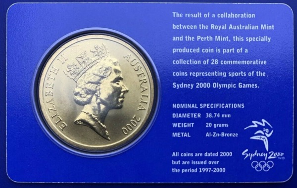 Australie, 5 Dollars Elisabeth 2, Sydney 2000, Sailing