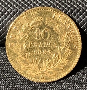 10 Francs or Napoleon III Tête Laurée 1866 A