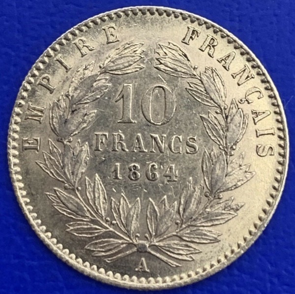 10 Francs or Napoléon III Tête Laurée 1864A