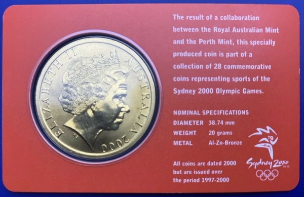 Australie, 5 Dollars Elisabeth 2, Sydney 2000, Table Tennis