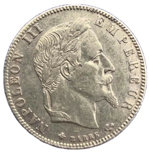 5 Francs or Napoléon III Tête Laurée 1864 A