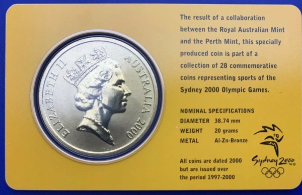 Australie, 5 Dollars Elisabeth 2, Sydney 2000, Gymnastics