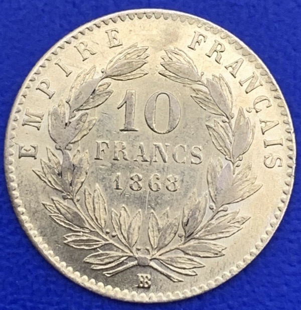 10 Francs or Napoléon III Tête Laurée 1868 BB