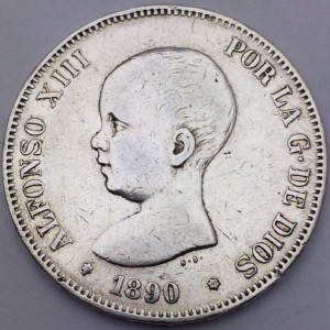 Espagne 5 Pesetas 1890