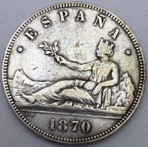 Espagne 5 pesetas 1870 Madrid 