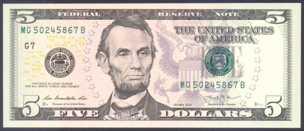 5 dollars 2013 Etats-Unis billet neuf collection K Dallas