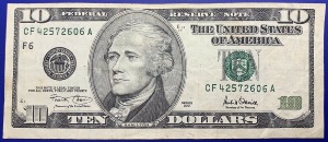 Etats-Unis, Billet 10 dollars Atlanta 2001, Hamilton
